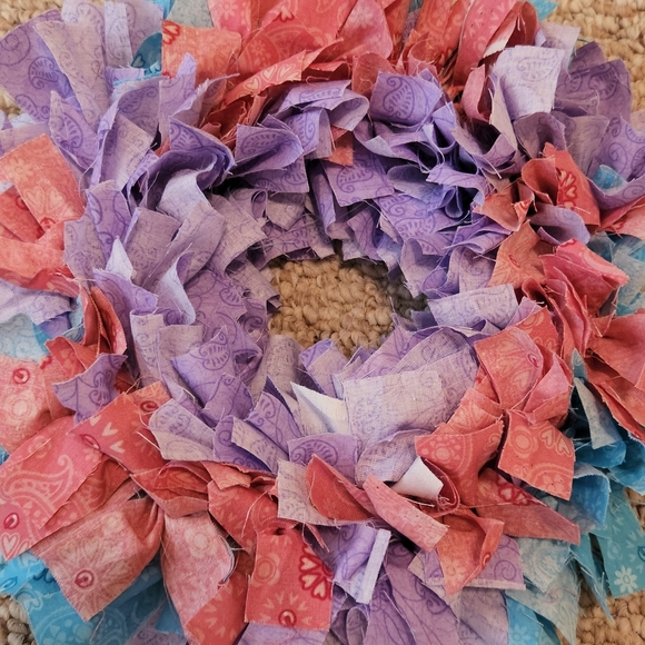 Handmade Pastel Fabric Wreath 8 Inch - Picture 2 of 3